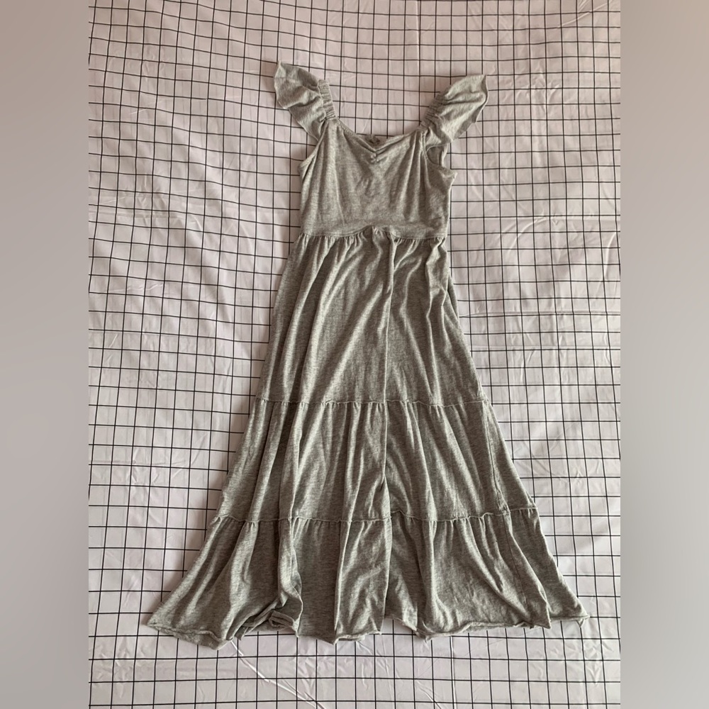 Long Grey Dress with Ruffles for Girls